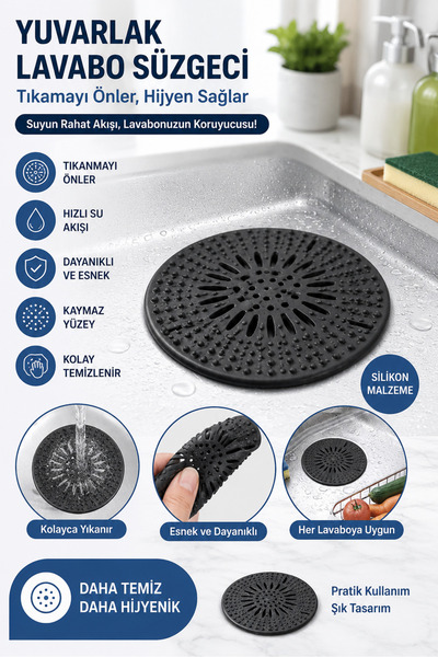 MİNGODAN Silikon Lavabo ve Banyo Süzgeçi & Saç Tutucu - Mutfak Gider Filtresi...
