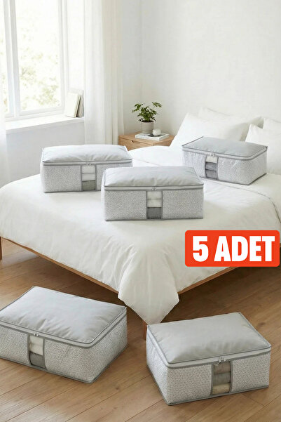 EVSELLA 5'li Set - Beyaz Çizgili Pencereli Büyük Boy Baza Altı & Çekyat Altı ...