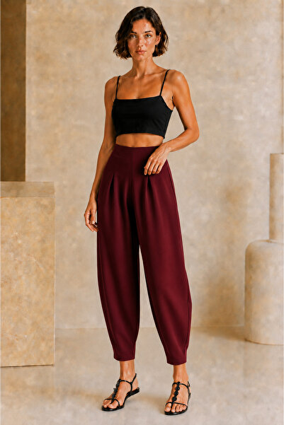 PLUSPAUSS Pantaloni tip balon din material scuba, model shalwar 0110