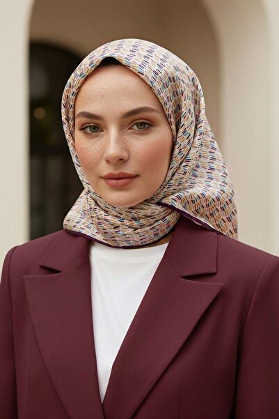 Vissona 100% twill silk stripe patterned cherry blossom colored 90x90 scarf. ...