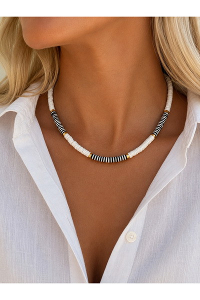 Black and White Fimo Necklace | Women's Bijouterie Necklace