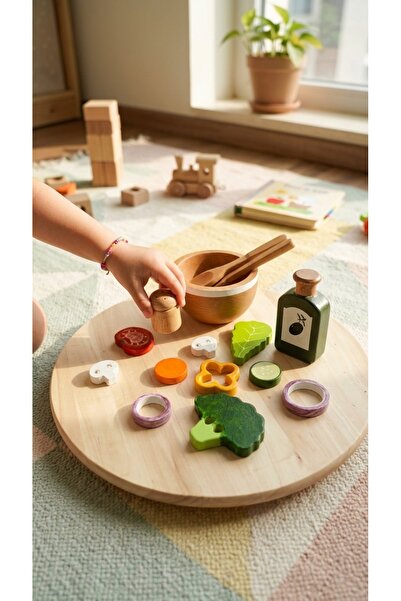 BİLMİŞ ÇOCUK Montessori Waldorf Eğitici Ahşap Oyuncak- Kaseli Salata Oyuncak ...