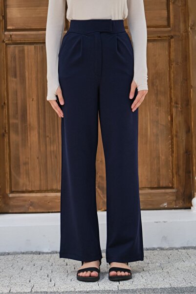 Lavix Women's High Waist Pleated Fabric Pants Wide Leg Loose Fit Stylish Offi...