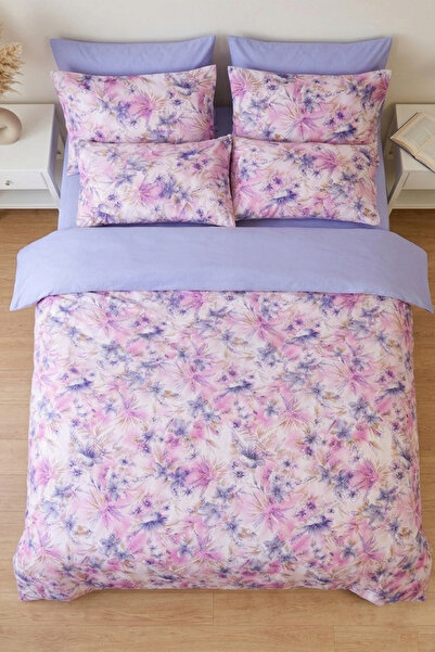 Loyal Home Lily Çift Kişilik Pamuklu Nevresim Takımı | 4 Parça | Çarşaflı, Yastıklı Set