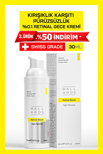 Mallards Retinal Boost %0.1 Retinal Gece Kremi 30 ml - Kırışıklık ve Leke Gör...
