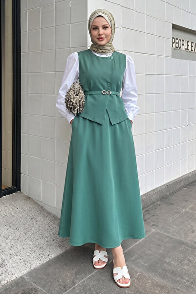 InStyle Ασύμμετρο γιλέκο διπλό κοστούμι Mint Green