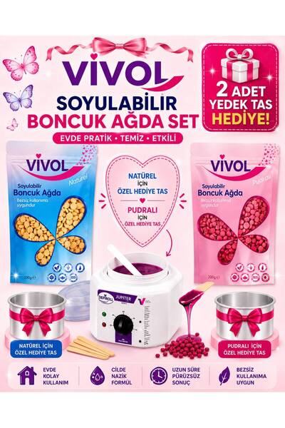 Vivol SİR AĞDA ISITICI MAKİNE 1 NATUREL+1 PUDRALI PAKET BONCUK AĞDA HEDİYELİ
