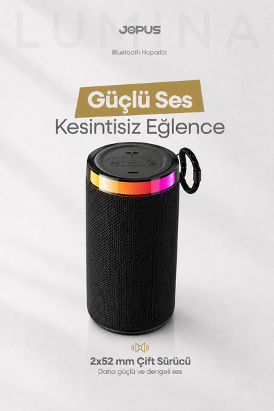 Jopus Yüksek Sesli Işıklı Taşınabilir TWS Bluetooth Hoparlör Şarjlı Kablosuz ...