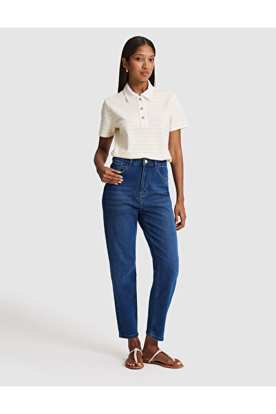 Pierre Cardin Pantaloni blugi albastru deschis, cu talie înaltă, model Mom 50...