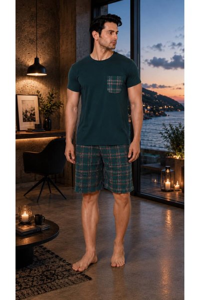 SUNZER HOMEWEAR Sunzer Men's Short Sleeve Top with Pocket Bottom Capri Pjm Set