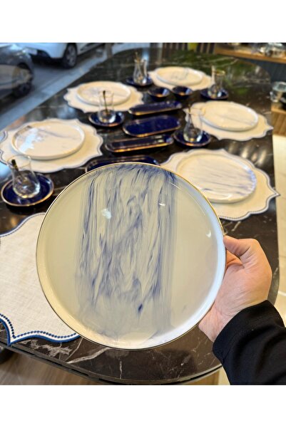 Onedekor 32 Parça İstanbul Blue Wind Kahvaltı Takımı Gold