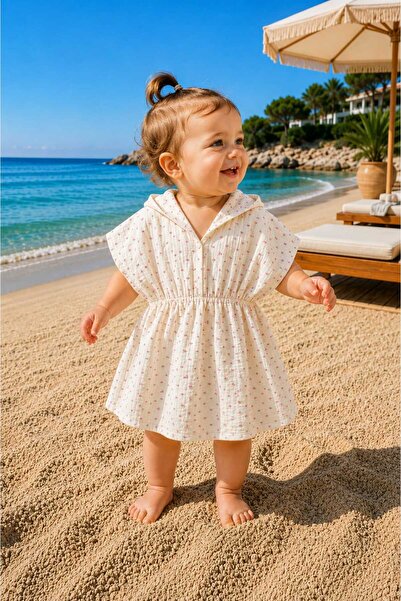 Yada Baby %100 Pamuktan Müslin Bürümcük Kumaş Kapüşonlu Bebek&çocuk Panço Bor...