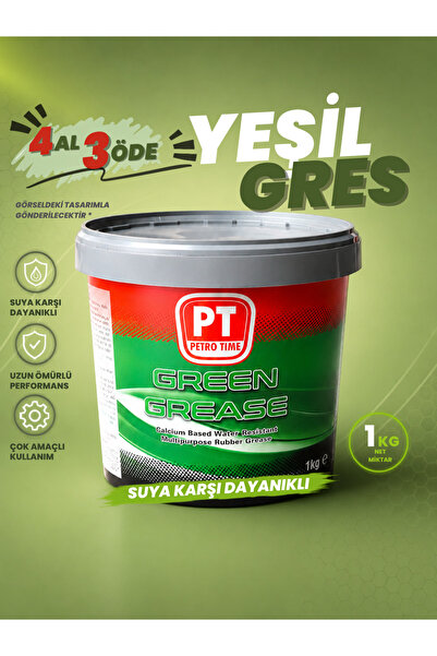 Petro Tıme Kauçuklu Yeşil Gres 1 Kg Çok Amaçlı Suya Dayanıklı Gres Yağı