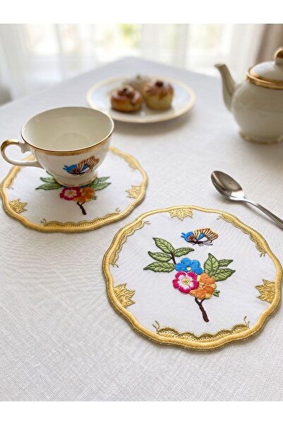 Casare Herend Victoria Matching Cocktail Napkin Set of 2 Yellow