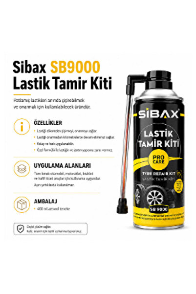 Sibax SB9000 Lastik Şişirme ve Onarma Tamir Kiti 400 ml