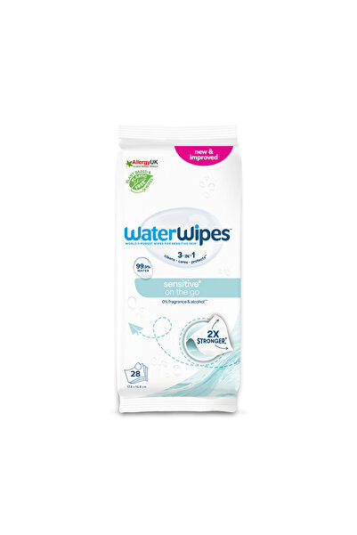 WaterWipes Sensitive+ On The Go Wipes, 28 Count (1 Pack), 3-In-1 Cleans, Care...
