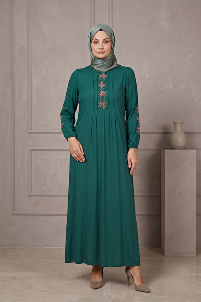 Juliet Deluxe Women's Plus Size Woven Viscose Fabric Long Sleeve Hijab Dress ...