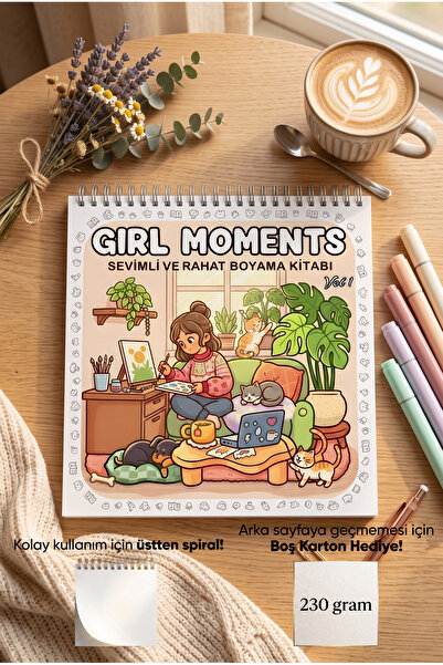 Girl Moments Vol 1 - 21x21 cm Boyama Kitabı, Çocuk ve Yetişkinler için