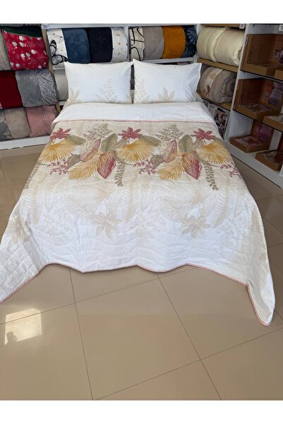 Sudemhome Double King Size Cotton Pique Bedspread Set Alena Pudra 230X250
