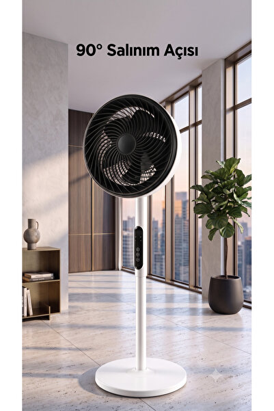 HMO Store Özel Tasarım Hava Sirkülasyonlu Ayaklı Vantilatör - 80W Turbo Motor...
