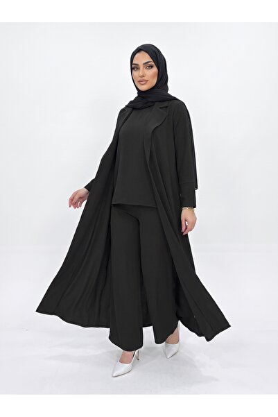 YOU ABAYA طقم سفر 4 قطع بقماش كريب كوبراء لون اسود