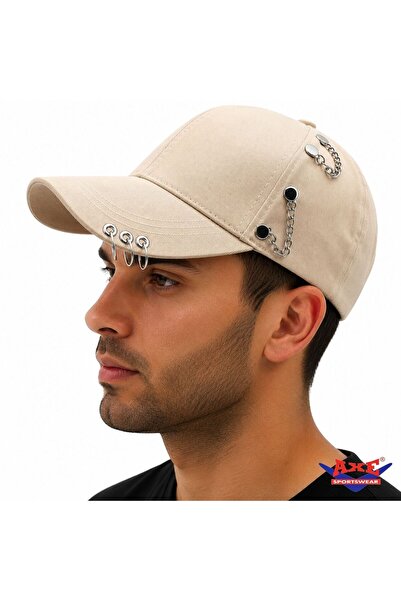 AXE SPORTSWEAR Șapcă de baseball cu inel piercing și detaliu cu lanț, cu velc...