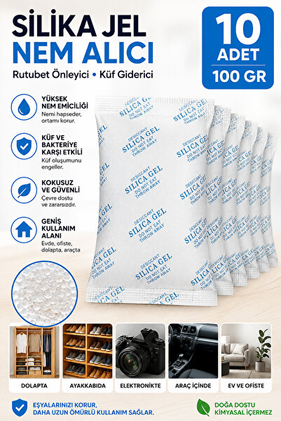 Dünya Magnet 10 Adet 100 Gr Silikajel Nem Alıcı Rutubet Önleyici Küf Giderici...