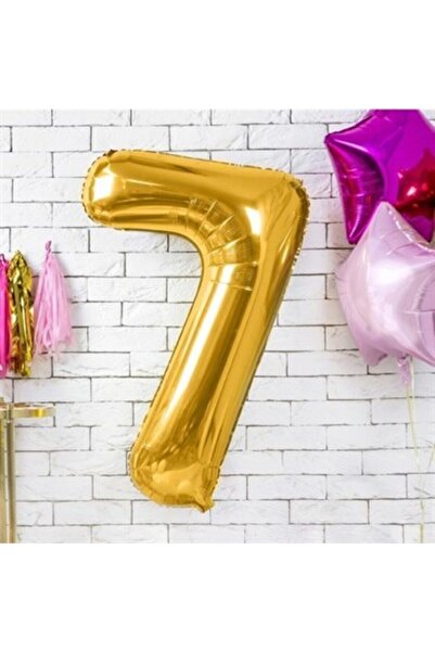 Deniz Party Store 40" Inch 100 cm (7) Seven Number Foil Balloon Gold Gold