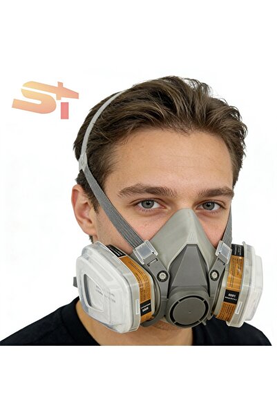 3M 6300 Yarım Yüz Gaz Maskesi+6055 A2 Organik Gaz / Buhar Filtresi
