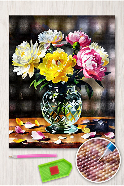 LİVA CRAFT Art & Craft لوحة فسيفساء ماسية، مجموعة أدوات لصق الخرز على شكل زهو...
