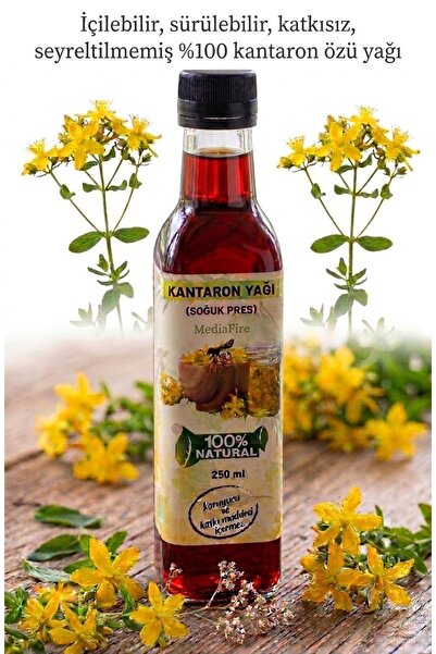 MediaFire Hakiki Saf Sarı Kantaron Yağı 250ml El Yapımı Içilebilir Sürülebili...