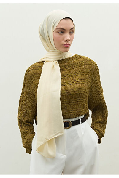 Freshscarfs Nara Pamuk Floş Jakarlı Şal Tereyağı