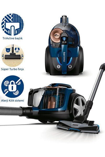 Philips HEPA 13 Filtre ve TriActive+ ve Halı Döver Turbo Başlık 7000 serisi P...