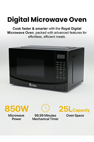 Royal Appliances Digital Microwave Oven 25L, Membrane Touch Control, 10 Power...