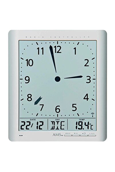 AMS Ceas de perete 5898, cuarț, gri, digital, modern