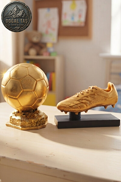 Craft3D Atölye Altın Ayakkabı(17 CM ) ve Ballon D'or (15 CM )-hediye Paketi I...