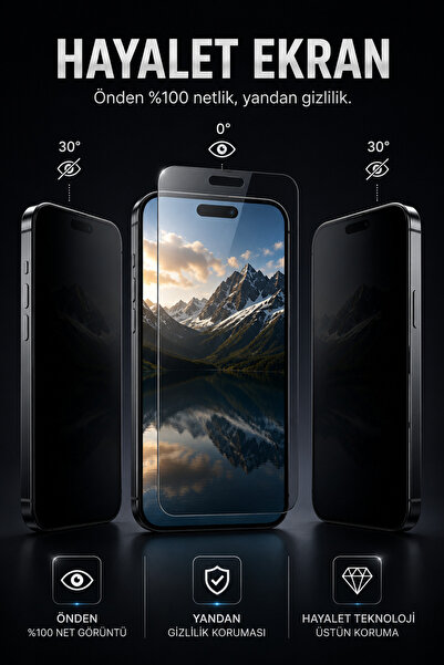 İphone 14 Uyumlu Gizli Privacy Hayallet Ekran Koruyucu Film