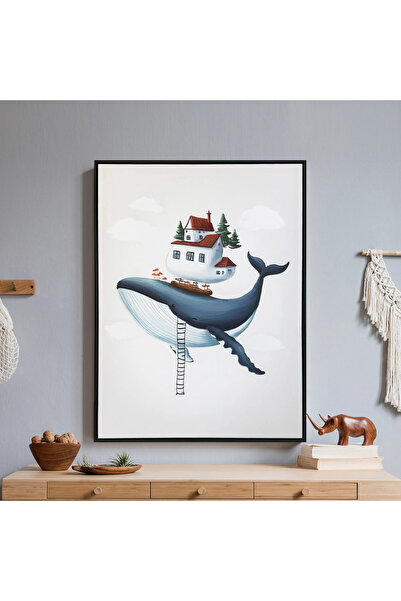 MallDeco Tablou Canvas Copii, Stil Balena, Efect 3D, cu Ramă PS