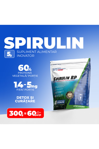 Balkan Spirulină BP, 300g, 60 porții, pulbere