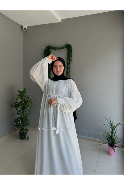 Yüsra Collection Rochie Ferace Tesettür Liza cu mâneci și legături