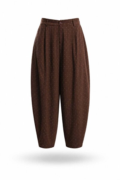 5in1Canpolat Brown Stone Embroidered Trousers