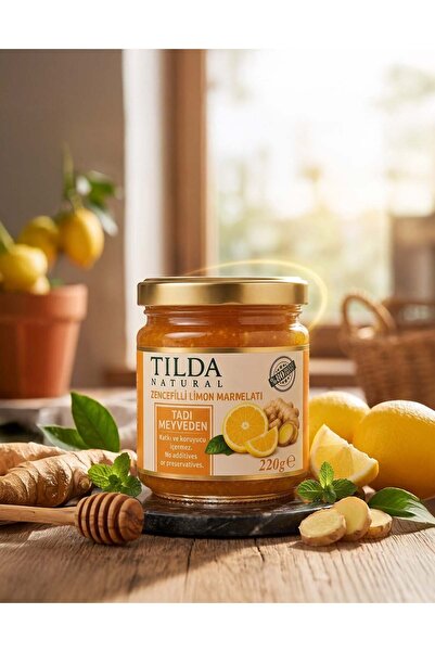 Tilda Natural Şeker İlavesiz Zencefilli Limon Marmelatı (%80 Meyve)-220 g