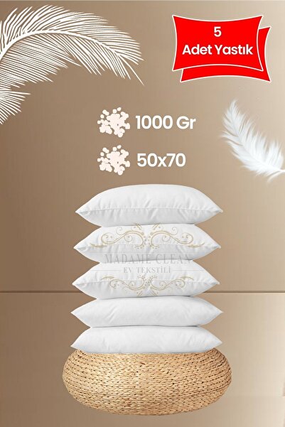 Madame Clean Home 5 Adet Antialerjik 50x70 Boncuk Slikon Yastık 1000 Gr/