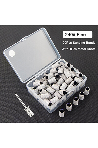 choice2 SQA240W100S 100Pcs Sanding Bands With 1Pcs Metal Shaft Set Nail Drill...