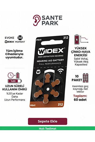 WİDEX Isitme Cihazi Pili - 10 Paket 312 Pil - Kulak Cihazi Pili - Isitme Ciha...