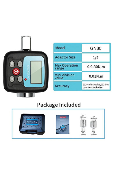 choice2 مفتاح عزم الدوران الرقمي الاحترافي GN30 مقاس 1/4 بوصة 3/8 بوصة 1/2 بو...