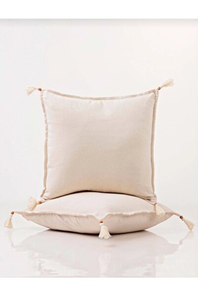 TRENDİN YOLU Two Wooden Bead Bohemian Style Macrame Cushion Covers