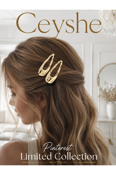 CeyShe Pinterest 2'li Parlak Gold Dalgalı İthal Altın Kaplama Kalın Metal Çıt...