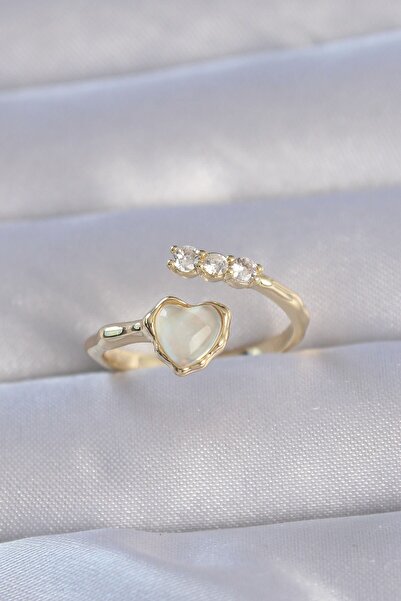 Inure Jewelry النحاس الذهب اللون الزركون حجر بيرليسسينت نموذج القلب حلقة قابل...