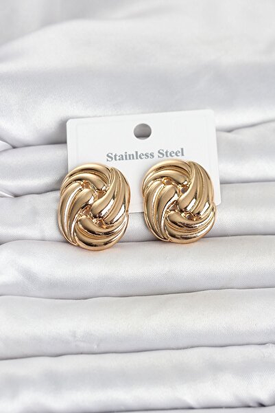 Inure Jewelry 316L Steel Gold Color Motif Pattern Model Women's Earrings